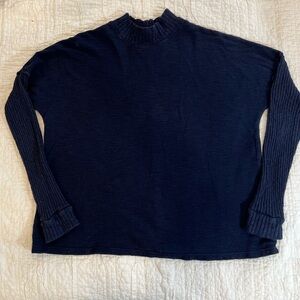 Amadi by Anthropologie Mock Neck Navy Blue Sweater Large